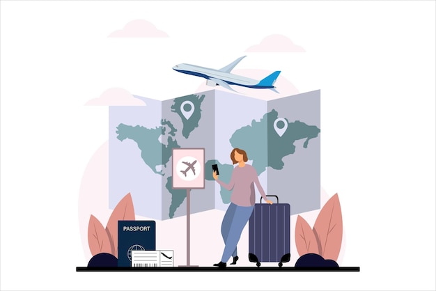 Vector vacation traveler flat design illustration