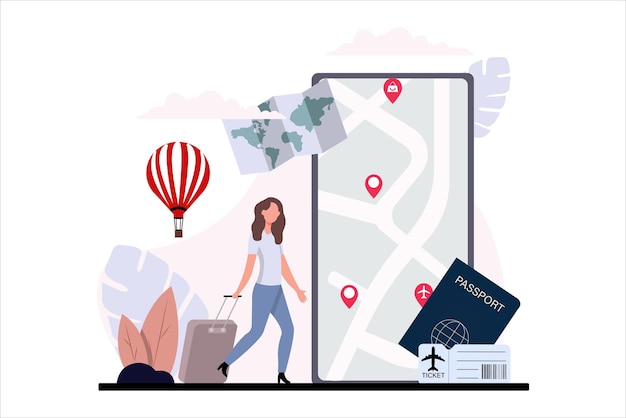 Vector vacation traveler flat design illustration