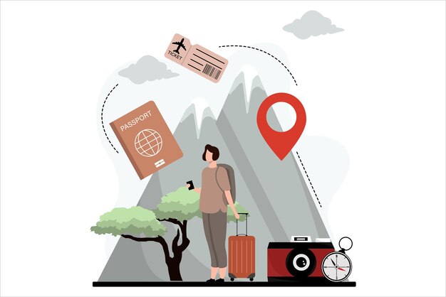 Vacation traveler flat design illustration