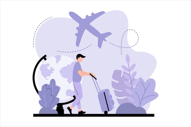 Vector vacation traveler flat design illustration