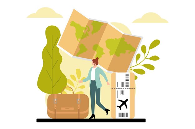 Vector vacation traveler flat design illustration