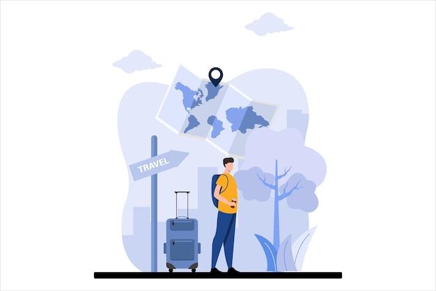 Vector vacation traveler flat design illustration