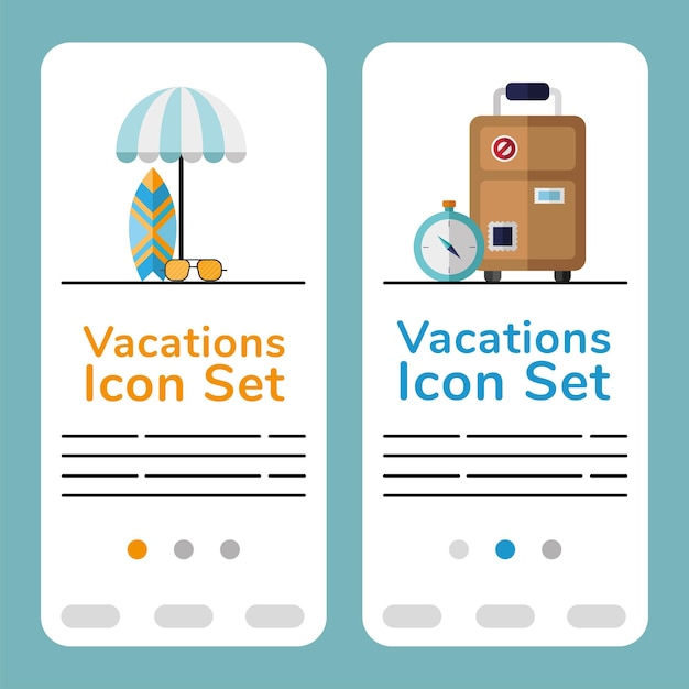 Vacations icons set and banners