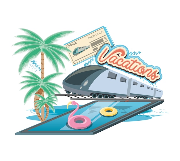 Vector vacations place with pool scene icon vectorilustration