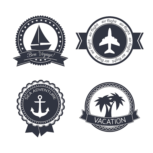 Vacations travel stickers set