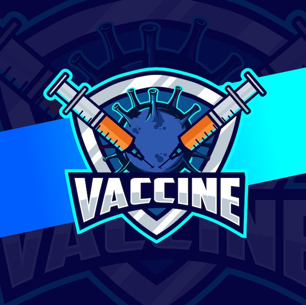 Vaccin coronavirus ziekte esport logo-ontwerp