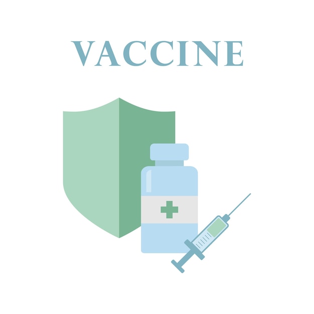 Vaccin fles spuit en schild