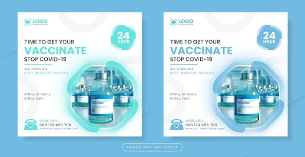 Vaccinare per post sui social media o modello di banner quadrato