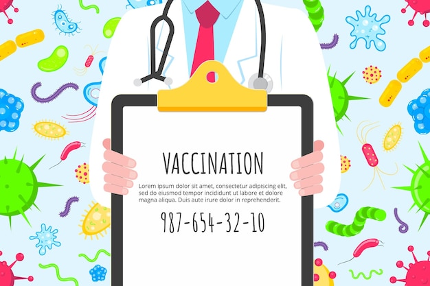 Vaccinatie banner concept vlakke stijl ontwerp poster