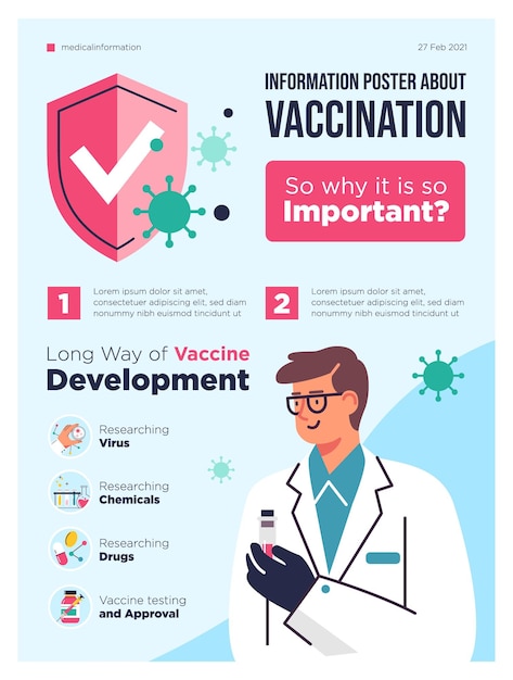 Vaccinatie concept infographics gezondheid en medische vectorillustratie