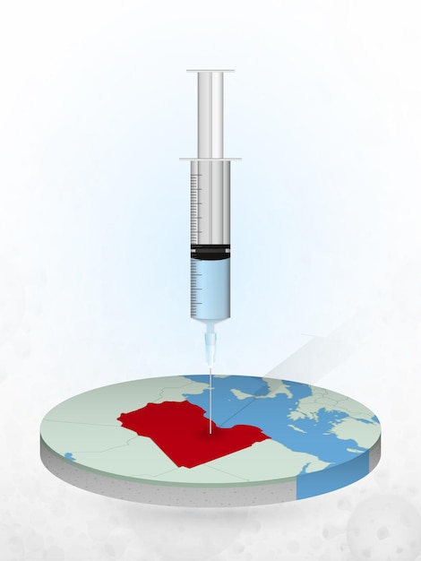 Vaccinatie van libië, injectie van een spuit in een kaart van libië.