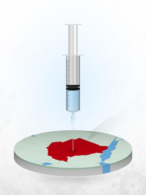 Vaccinatie van soedan, injectie van een spuit in een kaart van soedan.