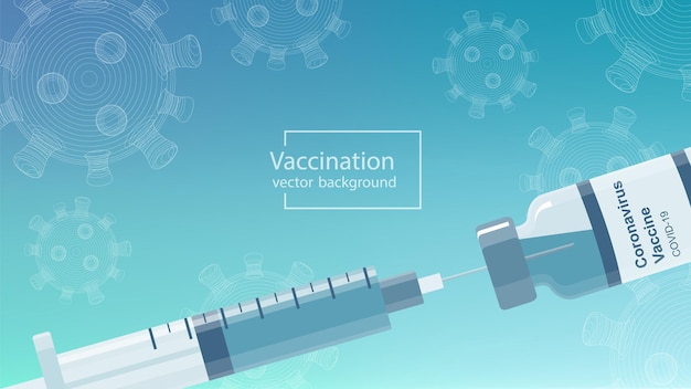 Banner di vaccinazione con fiala di vaccino covid19