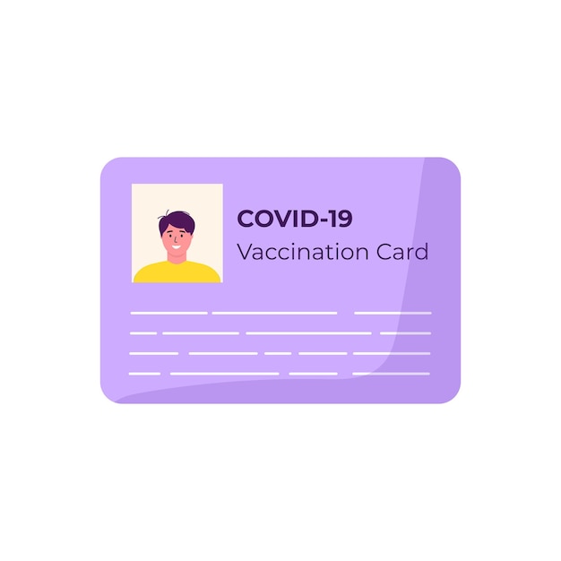 Icona della scheda di vaccinazione per covid-19. passaporto sanitario di vaccinazione per covid-19. viaggiare sicuri in pandemia. vaccino contro il coronavirus, malattia.