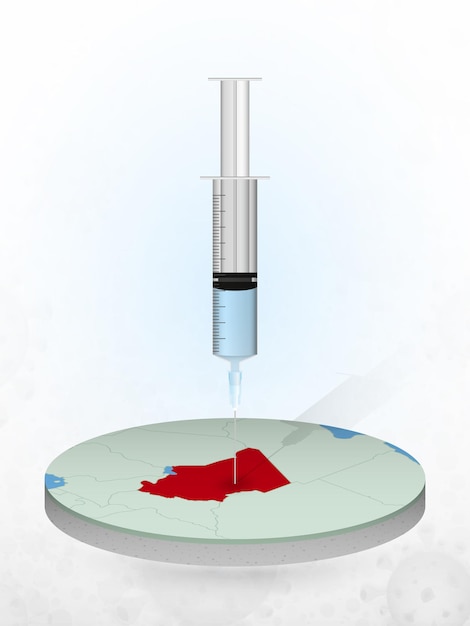 Vaccinazione del ciad, iniezione di una siringa in una mappa del ciad.