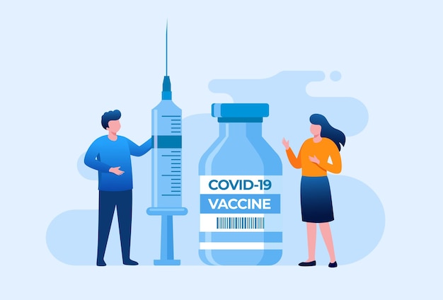 Vaccination flat vector illustration banner template