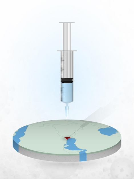 Вакцинация Кувейта, введение шприца в карту Кувейта.