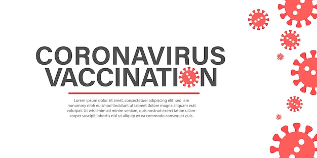 コロナウイルスに対する予防接種医療バナーテキスト付きの水平情報シート