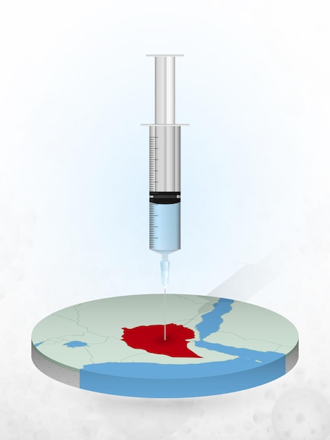 에티오피아 백신 접종, 에티오피아 지도에 주사기 주입.