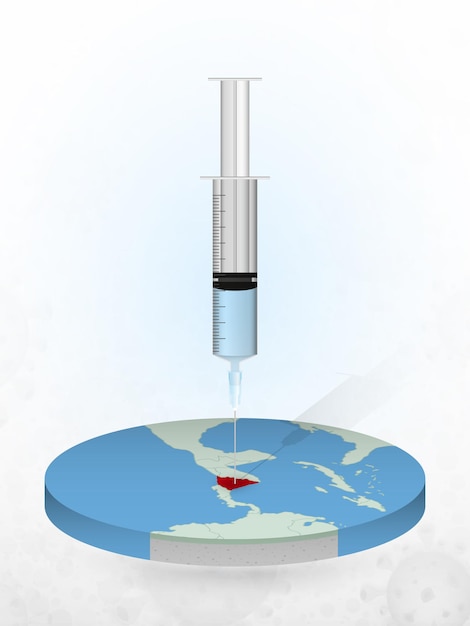 ニカラグアの予防接種、ニカラグアの地図への注射器の注射。