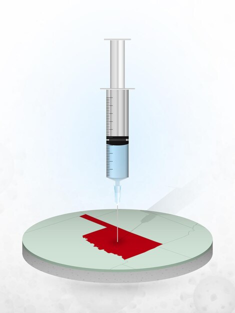 오클라호마주 예방접종, 오클라호마주 지도에 주사기 주입.