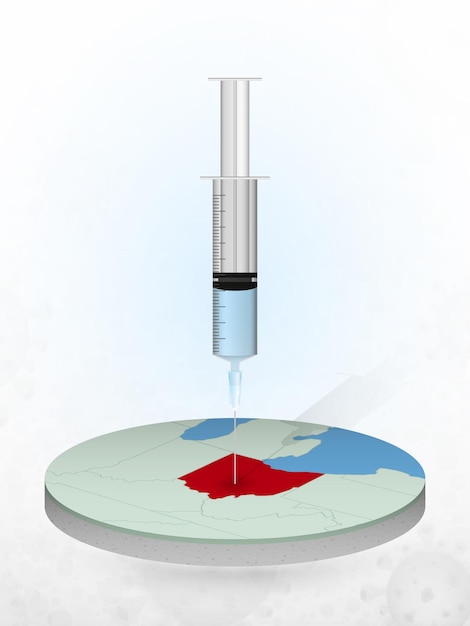 Vector vaccination of ohio, injection of a syringe into a map of ohio.