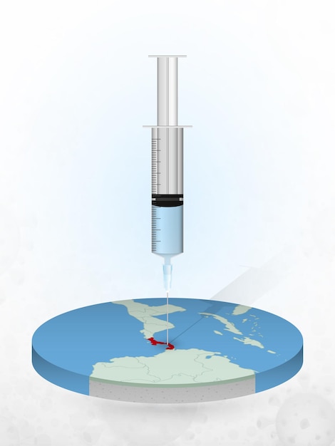 Vaccination of panama, injection of a syringe into a map of panama.