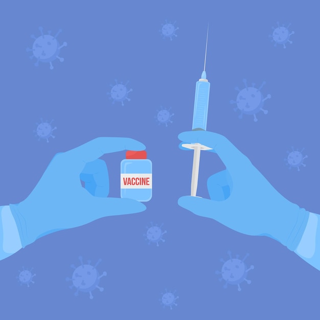 Vector vaccination to prevent virus flat color vector illustration