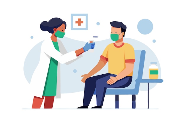 vaccination process with medical professional and patient in clinic