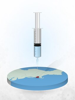 Vaccinazione del rhode island, iniezione di una siringa in una mappa del rhode island.