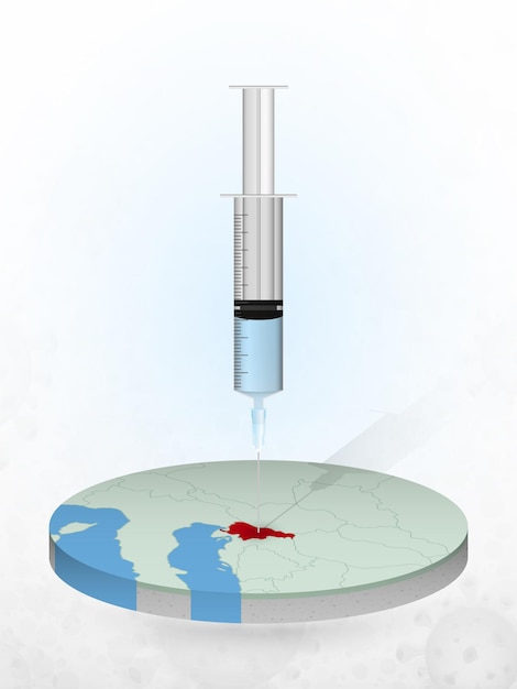 スロベニアの予防接種、スロベニアの地図への注射器の注射。