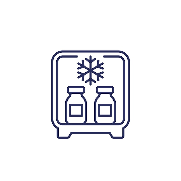 Vaccine in the fridge storage line icon