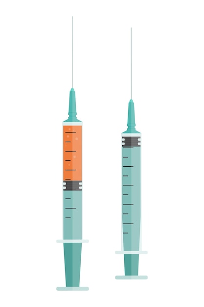 For vaccine injection medical use Full and empty Syringe