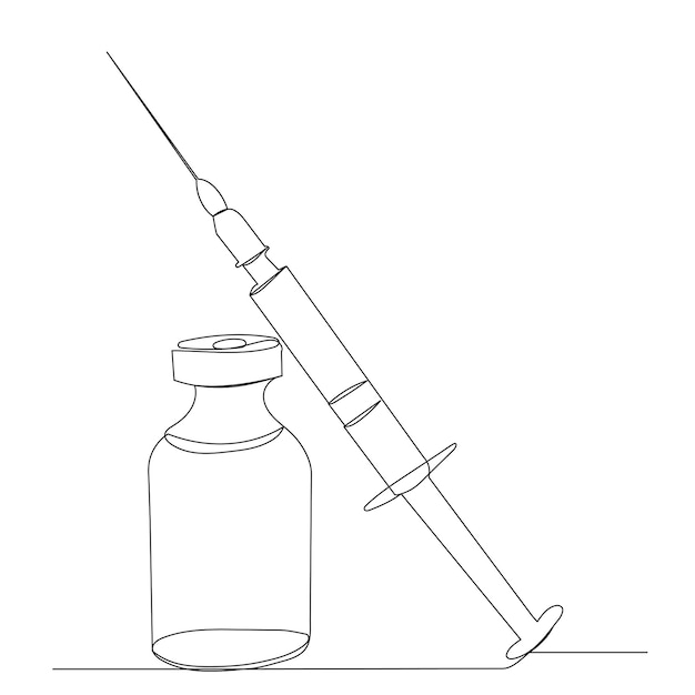 Vettore vaccinare un vettore di disegno a linea continua