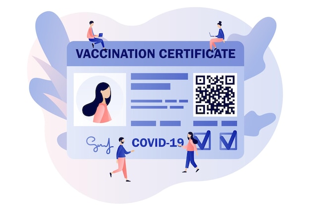 Vaccine passport Vaccination certificate with QR code People health passport of vaccination