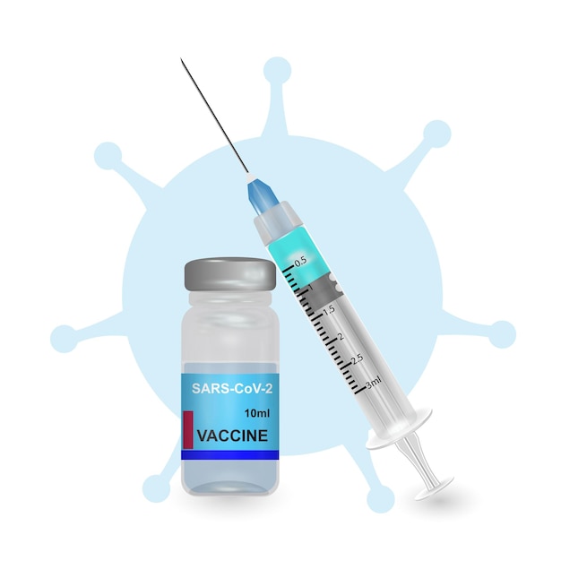 Vaccine and syringeCovid19 concept Isolated realistic icon Vector illustration