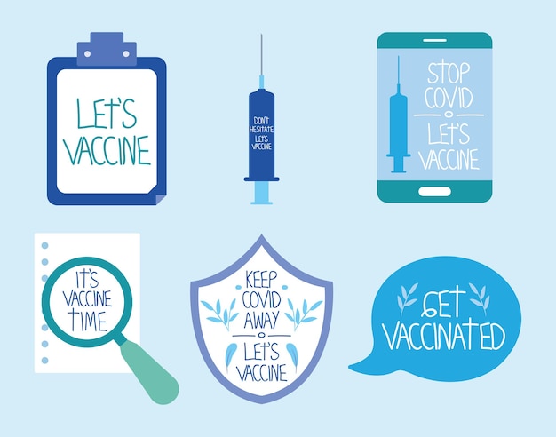 Vector vaccine time illustrations icon set