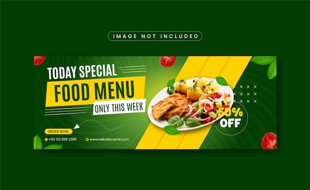 Vector vactor delicious and healthy food menu social media banner and facebook cover template design