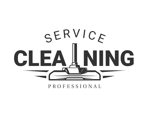 Vettore logo dell'aspirapolvere etichetta del servizio di pulizia vintage illustrazione vettoriale