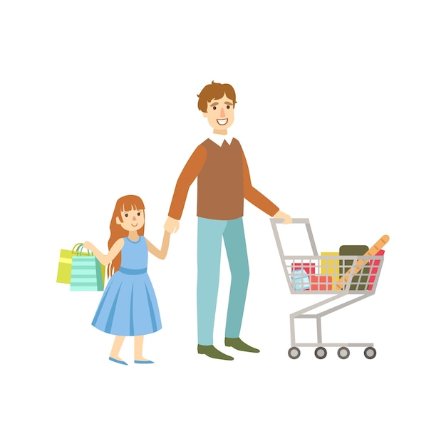 Vader en dochter samen winkelen