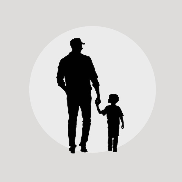 Vader en zoon silhouet jongen en man illustratie