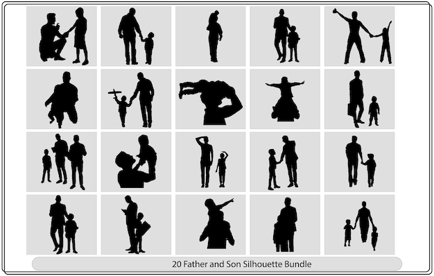 vader en zoon silhouet vector