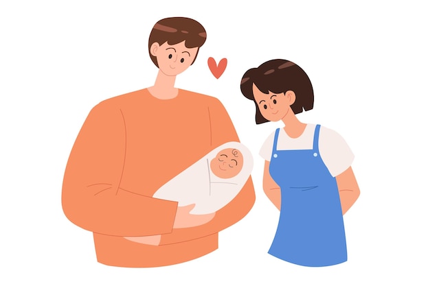Vader met baby familie cartoon vector