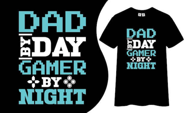 Vector vader overdag gamer 's nachts t-shirtontwerp.