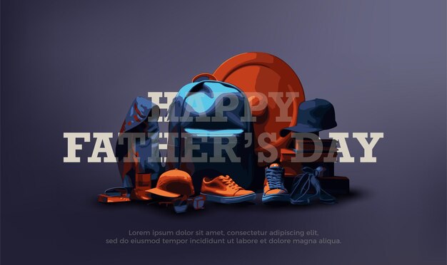 Vaderdag vector Illustratie van uitrusting hoeden tassen schoenen voor internationale vader39s dagviering Premium vector gelukkige vaderdag voor poster en spandoek