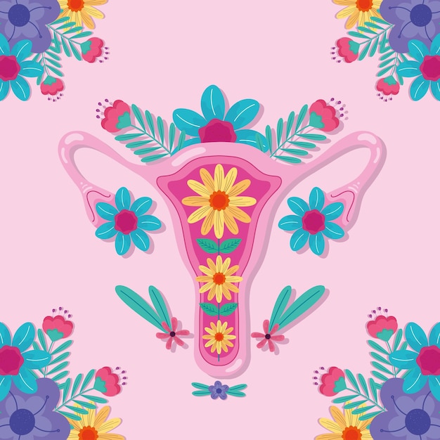 vagina with flowers illustration