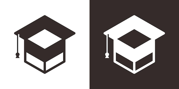 Vector vak en hoed afstuderen logo ontwerp onderwijs pictogram vectorillustratie