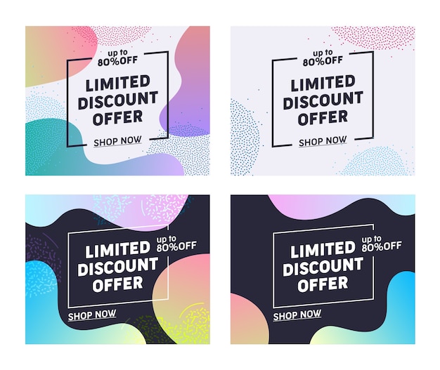 Vakantie beperkte korting aanbieding typografie banner set.