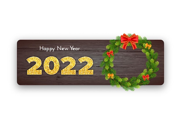 Vector vakantie cadeaukaart gelukkig nieuwjaar 2022.
