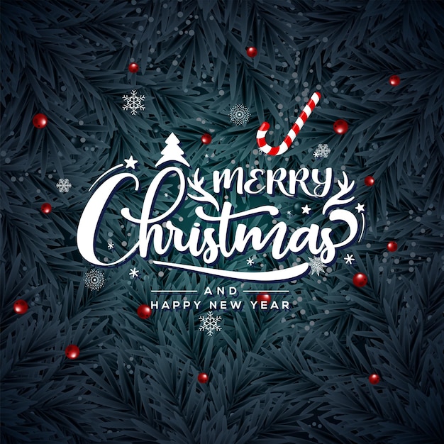 Vakantie Nieuwjaar en Vrolijk Kerstfeest achtergrond met realistische kerstboom vector illustratie